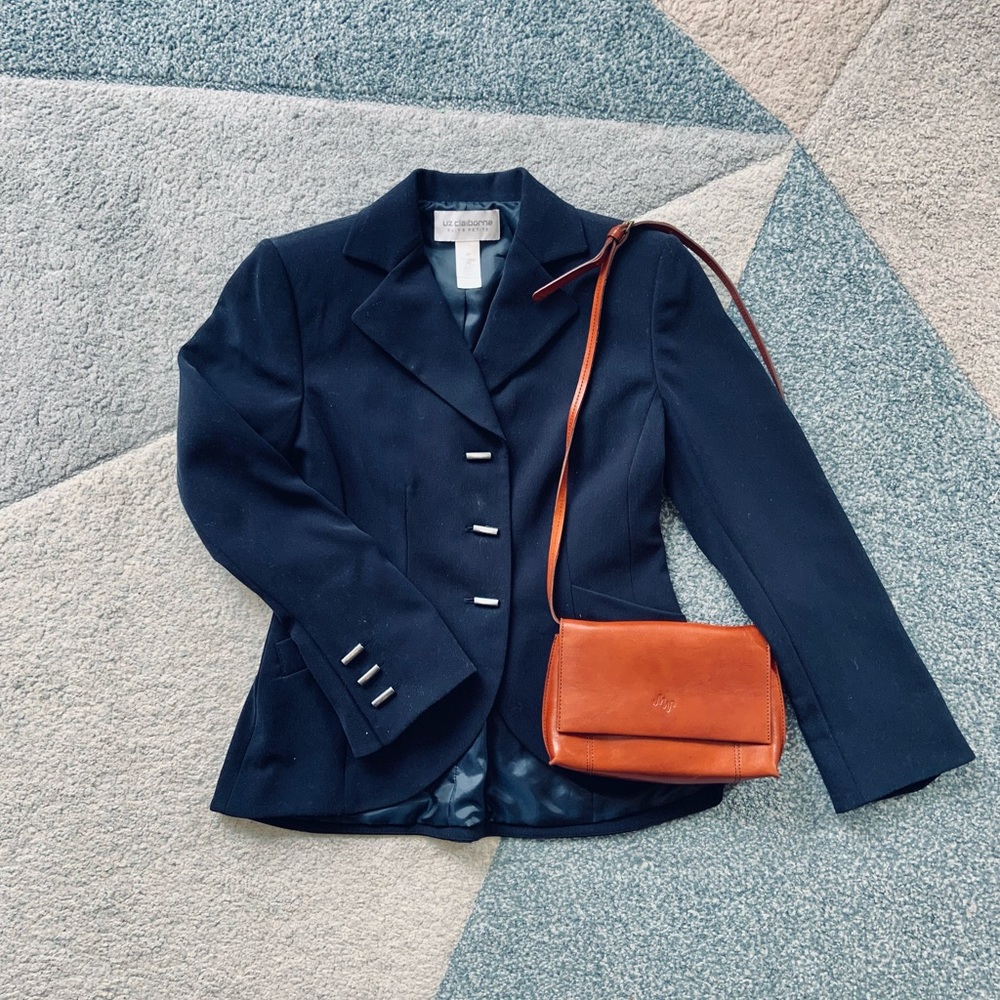 Liz Claiborne Navy Petite Suit Coat